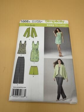 Simplicity 1668 Misses Dress Top Pants Shorts Jacket Pattern XXS-XXL UNCUT